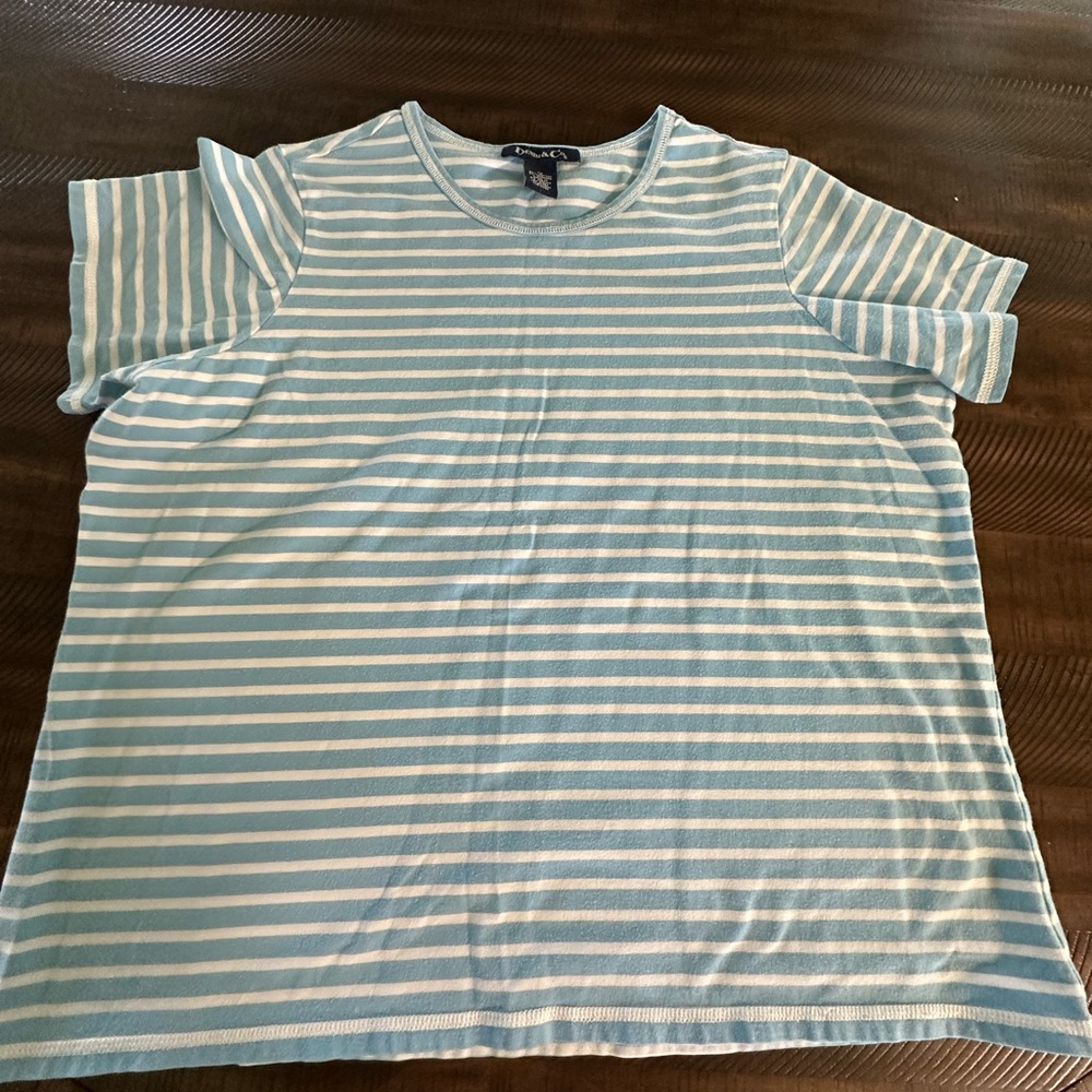 Denim&Co Classic Blue and White Striped Tee